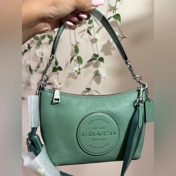 Coach NWT Dempsey Green Leather Shoulder Bag - Picture 1 of 6
